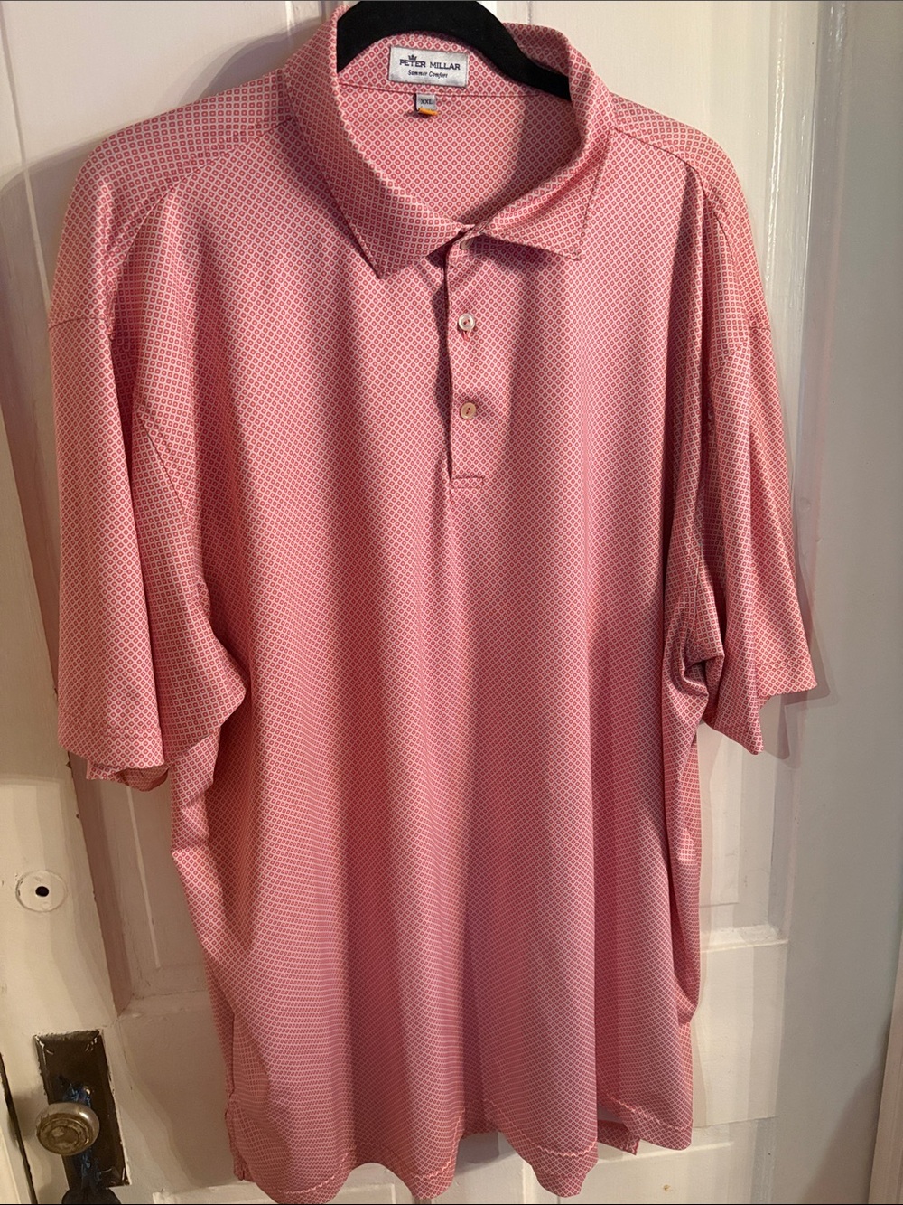 Peter Millar Light Pink Micro-Geo Performance Polo